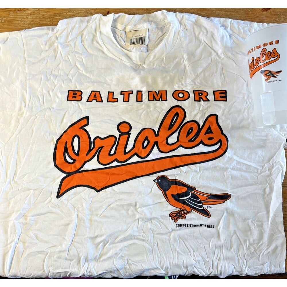 Vintage Baltimore Orioles T-Shirt Size XL Single Stitch White 1994 Script MLB